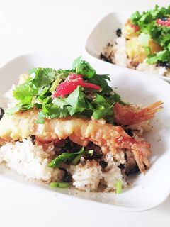 海老天丼のパクチー乗せ-レシピのメイン写真
