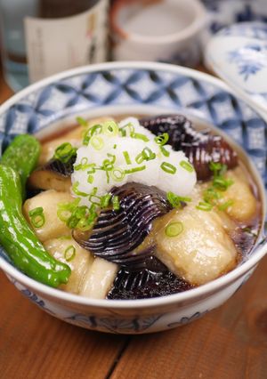とろとろ切り餅と茄子の揚げびたし-レシピのメイン写真