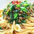 甘辛ニラ豚炒めの混ぜうどん♡