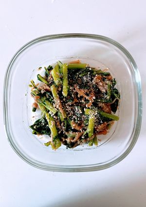 茹でて和えるだけ！春菊なめ茸和え-レシピのメイン写真