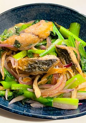 鯖と小松菜の中国風炒め-レシピのメイン写真