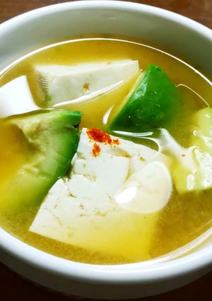 アボカドと豆腐のお味噌汁 鮒ずしの飯入り-レシピのメイン写真