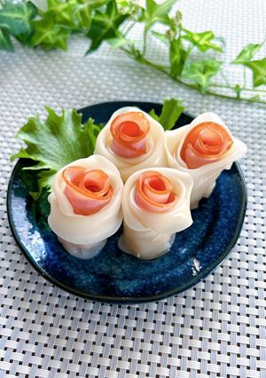 お弁当に★ハムと餃子の皮で薔薇の花-レシピのメイン写真