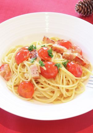 ミニトマトとベーコンのクリームパスタ-レシピのメイン写真