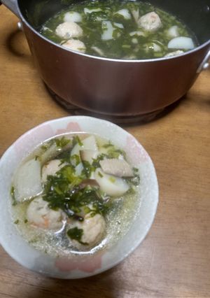 カブの葉シリーズ 団子とカブの葉スープ-レシピのメイン写真