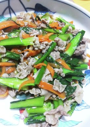 小松菜と豚肉の炒め物-レシピのメイン写真