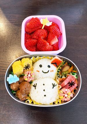 雪だるま弁当☆保温庫用☆年少　3歳-レシピのメイン写真