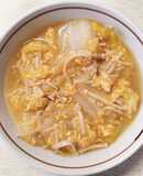 簡単✾白菜 えのき 卵の 味噌中華スープ