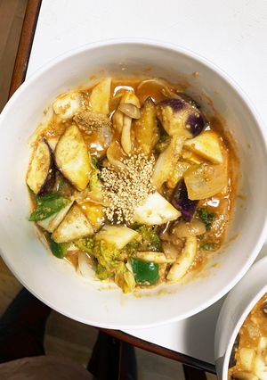 根菜茄子白菜簡単チリソース味温野菜サラダ-レシピのメイン写真