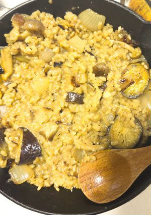 簡単！ナスとしめじのカレーリゾット♪-レシピのメイン写真