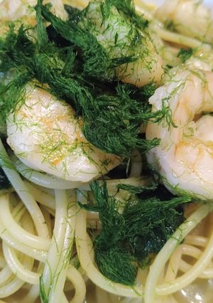 すじ青のりと海老のパスタ-レシピのメイン写真