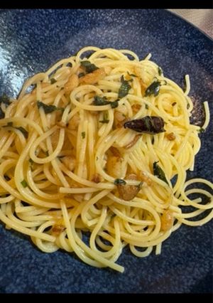 お昼ご飯レシピ！しっとり辛い紫蘇ペペロンチーノ！-レシピのメイン写真