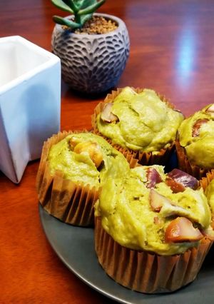 砂糖なし☆栗たっぷりの抹茶米粉蒸しパン-レシピのメイン写真
