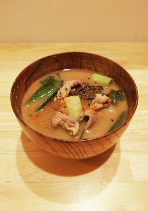 豚肉と葉にんにくのかんたん味噌汁-レシピのメイン写真