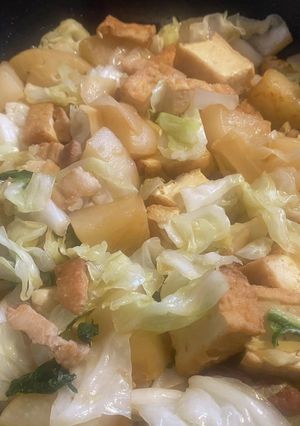 厚揚げ、大根、豚バラ、キャベツのおかず-レシピのメイン写真