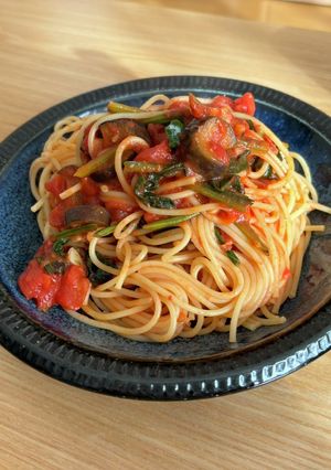 ほうれん草と茄子のトマトパスタ-レシピのメイン写真