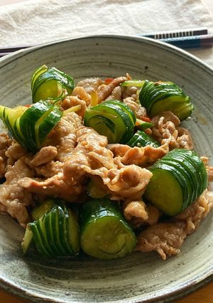 ＊豚こまと蛇腹きゅうりの味噌辛炒め＊-レシピのメイン写真