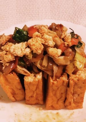 “厚揚げカット野菜きゃべつ盛々赤味噌味”-レシピのメイン写真