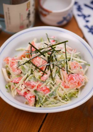 ゴロっとカニカマと水菜の和風わさびマヨ-レシピのメイン写真