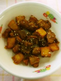【学校給食】豚肉とさつま芋の揚げ和え-レシピのメイン写真