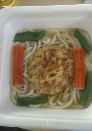 レンチンでお手軽うどん15海老天九条ネギ-レシピのメイン写真