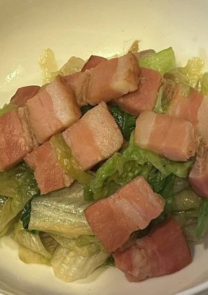 レタスとベーコンの白だし蒸し-レシピのメイン写真