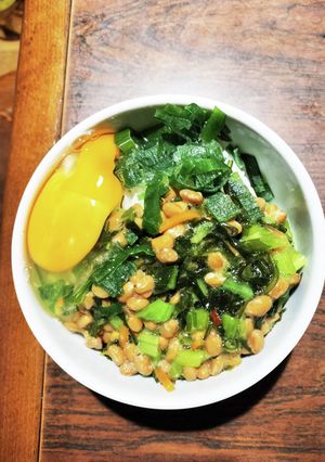 野沢菜めかぶ納豆の卵のっけ丼-レシピのメイン写真