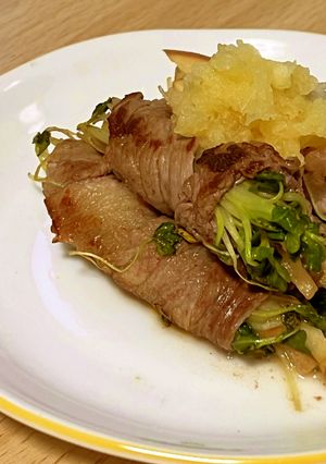 簡単ヘルシーりんごとかいわれの牛肉巻き-レシピのメイン写真
