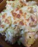 朝食に　キャベツと鶏肉のグラタン