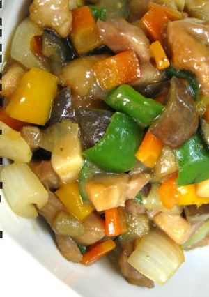 鶏と茄子の野菜コロコロ炒め♪-レシピのメイン写真