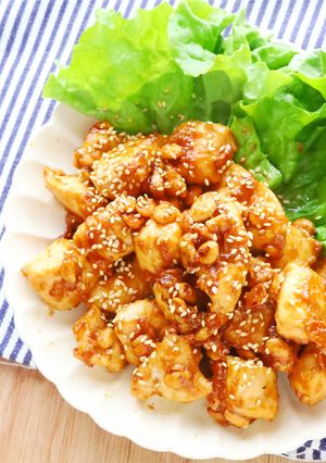 鶏むね1枚☆コリコリ味噌ピーチキン-レシピのメイン写真