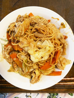 お一人様!市販の焼きそばウスターごま隠味-レシピのメイン写真