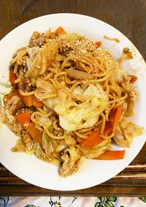 お一人様！市販の焼きそばウスターごま隠味-レシピのメイン写真