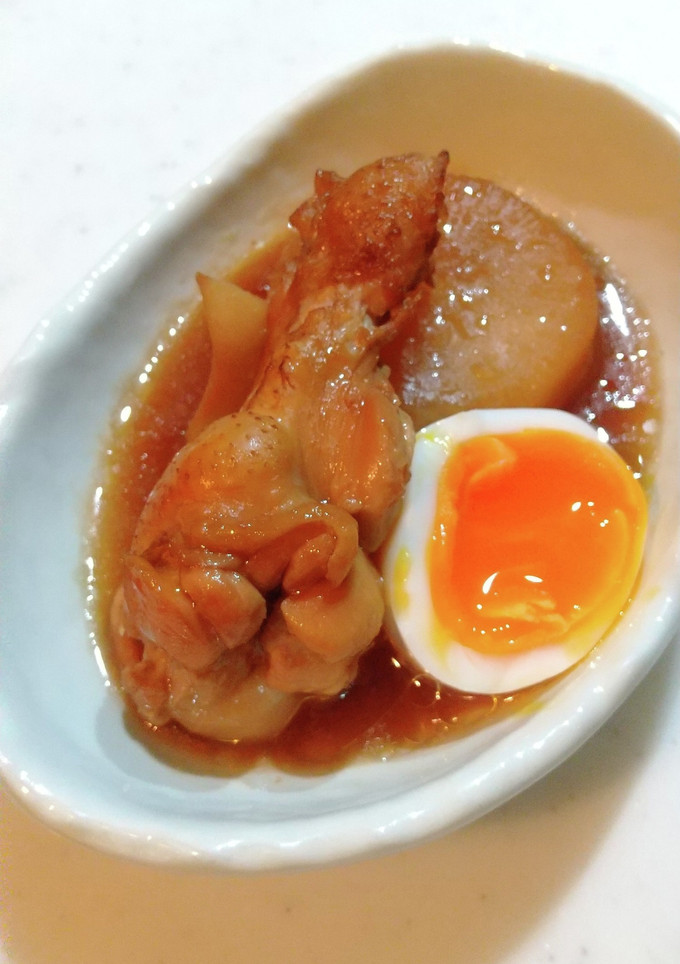 半熟卵乗せ♪鶏手羽元と大根のさっぱり煮♪-レシピのメイン写真