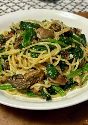 カキのオイル漬けとほうれん草のパスタ-レシピのメイン写真