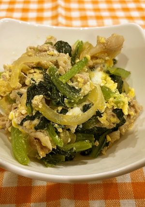 小松菜と豚肉の炒め物-レシピのメイン写真