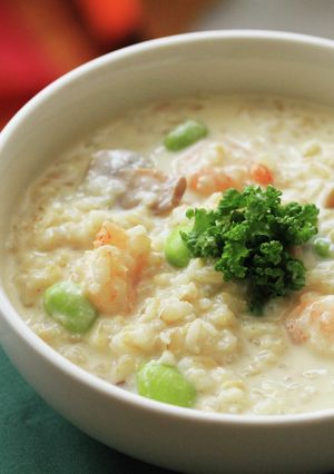 玄米でつくるエビと枝豆のリゾット-レシピのメイン写真