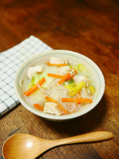 ゆず香る♪鶏胸肉と白菜と春雨のスープ-レシピのメイン写真