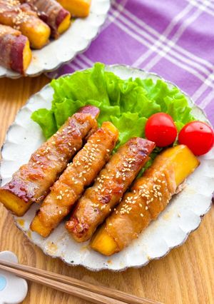 さつまいもの甘辛バター肉巻き-レシピのメイン写真