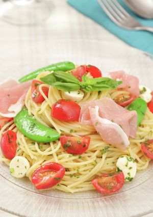 ミニトマトと春野菜の冷製パスタ-レシピのメイン写真