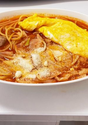 あり合わせだけど！簡単トマトスープスパ！-レシピのメイン写真