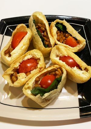 ジューシー！ミニトマトの揚げ納豆焼き-レシピのメイン写真