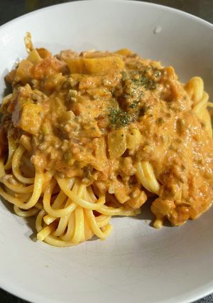 かぼちゃトマトクリームパスタ♪-レシピのメイン写真