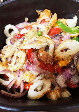 ちくわとカラフル野菜の粉チーズ温サラダ-レシピのメイン写真