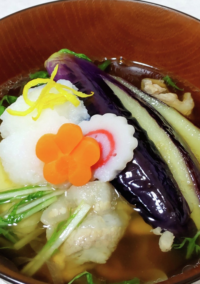豚バラと水菜と揚げなす の みぞれ雑煮-レシピのメイン写真