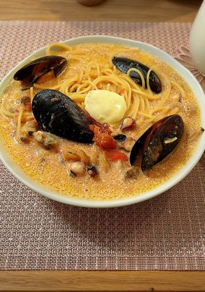 五右○門風♡地中海風トマトクリームパスタ-レシピのメイン写真