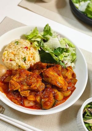 ピラフと食べるチキンアラビアータ-レシピのメイン写真
