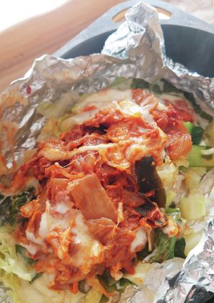 鶏胸肉と色々野菜とキムチのホイル焼き-レシピのメイン写真