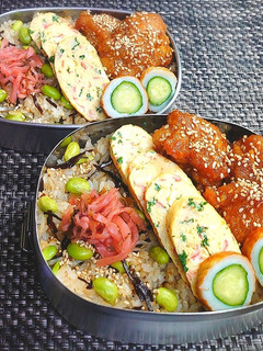 枝豆としらすと塩こんぶの混ぜごはん弁当-レシピのメイン写真