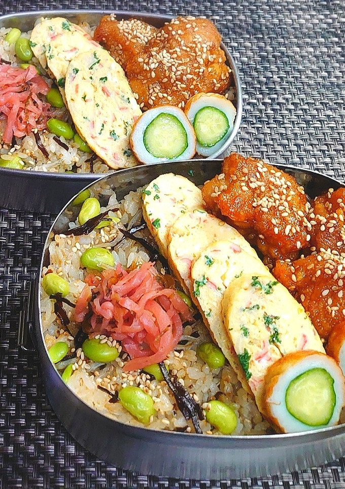 枝豆としらすと塩こんぶの混ぜごはん弁当-レシピのメイン写真
